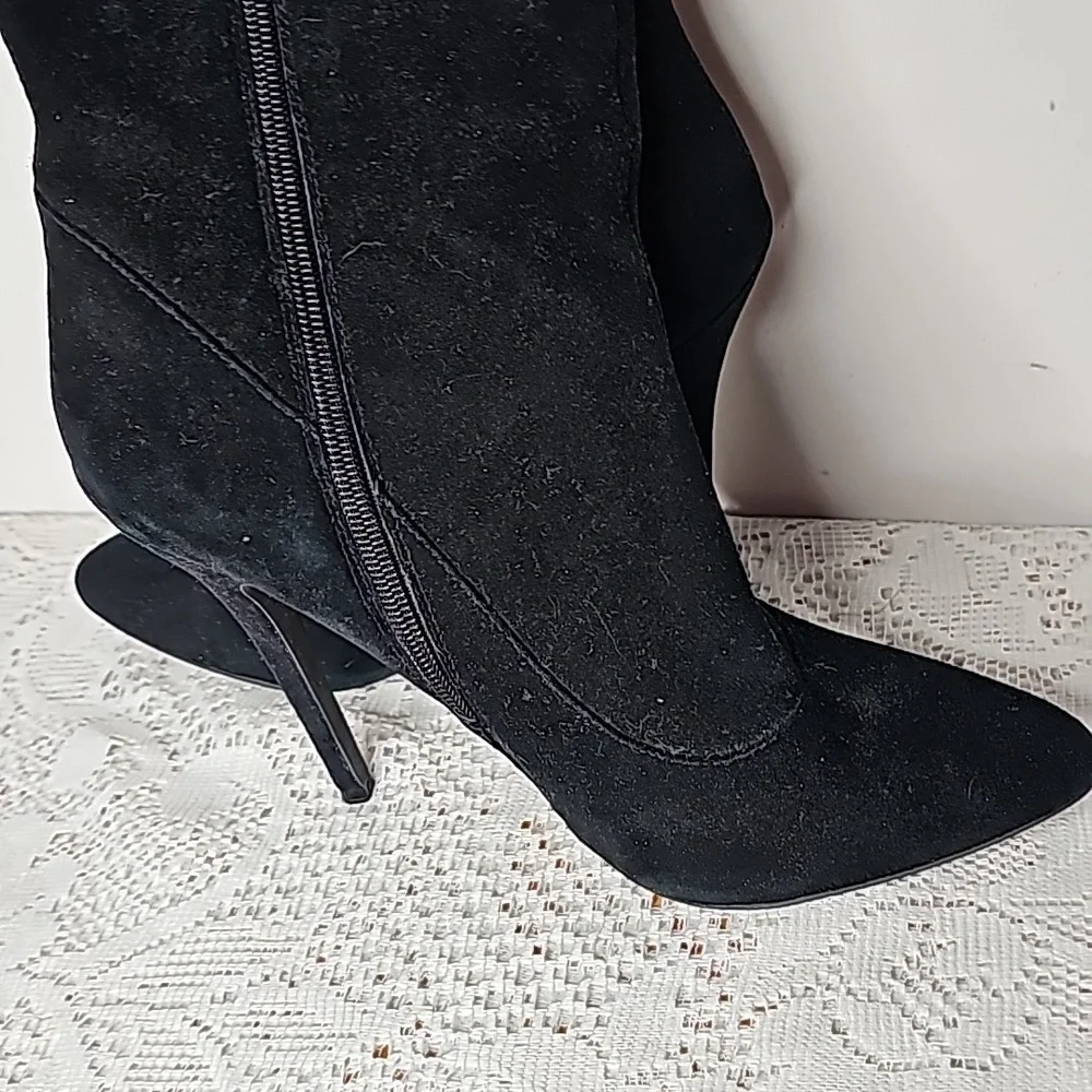 ABS Allen Schwartz Maraeah studded suede over the knee thigh high black boots 10